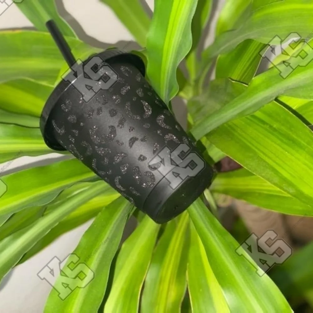 Black Leopard Print Glitter Cup‎
